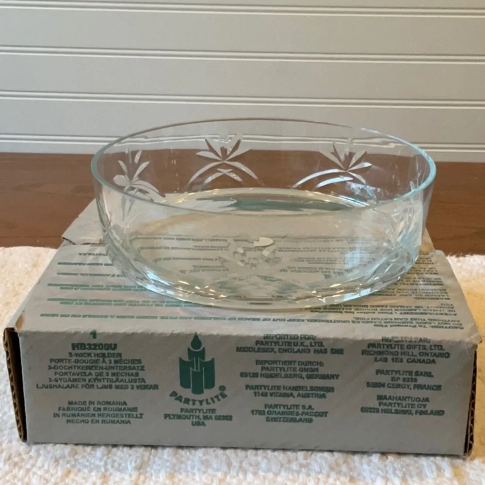 PartyLite Clear Glass Crystal Pineapple 3-wick candle Holder